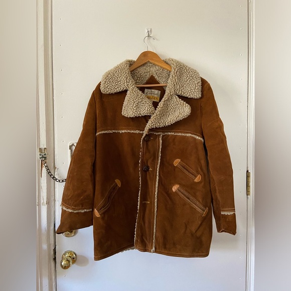 Vintage Jackets & Blazers - Vintage 1960s cowhide suede/shearling unisex jacket, size 42